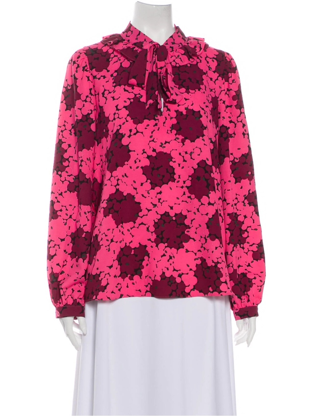kate spade Pink and Magenta Floral Tie-Neck Blouse size xs